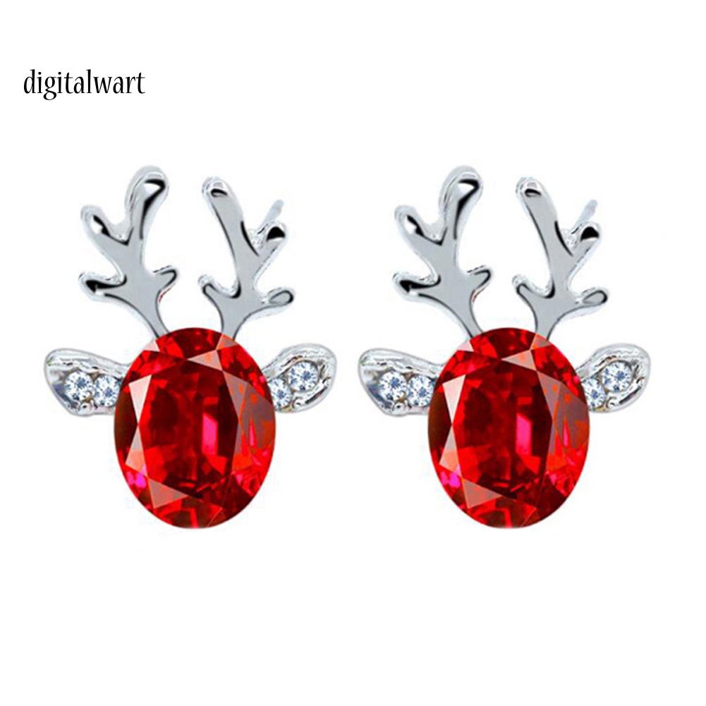 Kỹ Thuật Số| Bông Tai HìNh SừNg Hươu 3D ĐíNh Đá Sang TrọNg