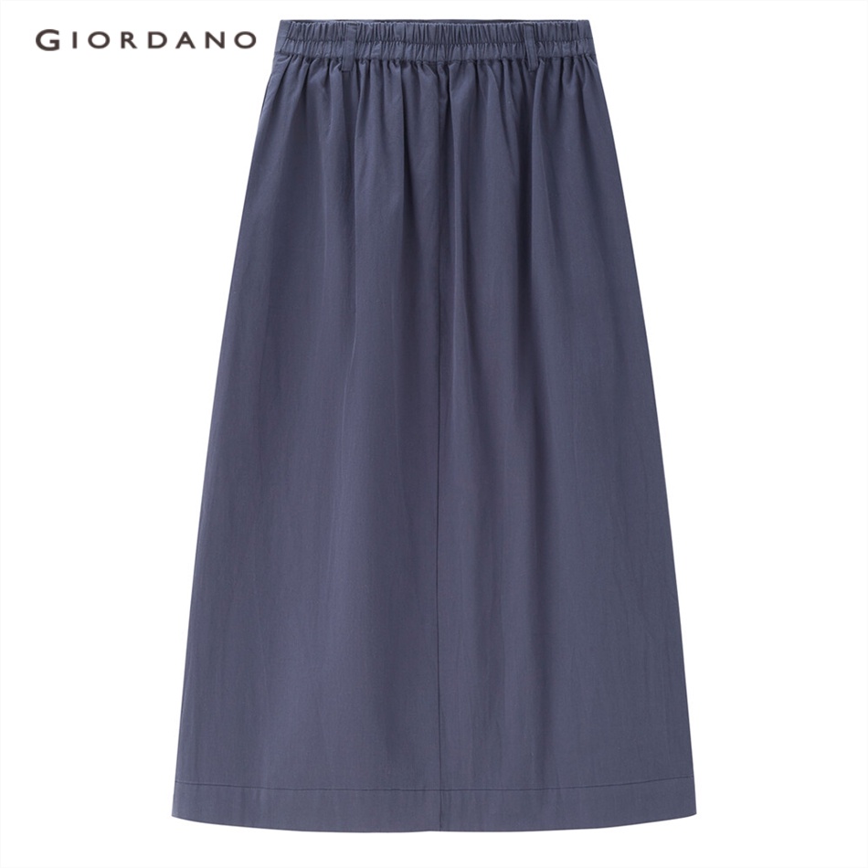 Chân váy GIORDANO 05463315 trọng lượng nhẹ xẻ tà trước eo thun cho nữ