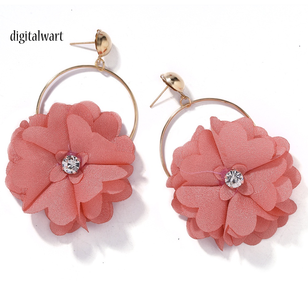 Kỹ Thuật Số| Bông Tai HợP Kim HìNh Hoa ĐíNh Đá ThờI Trang