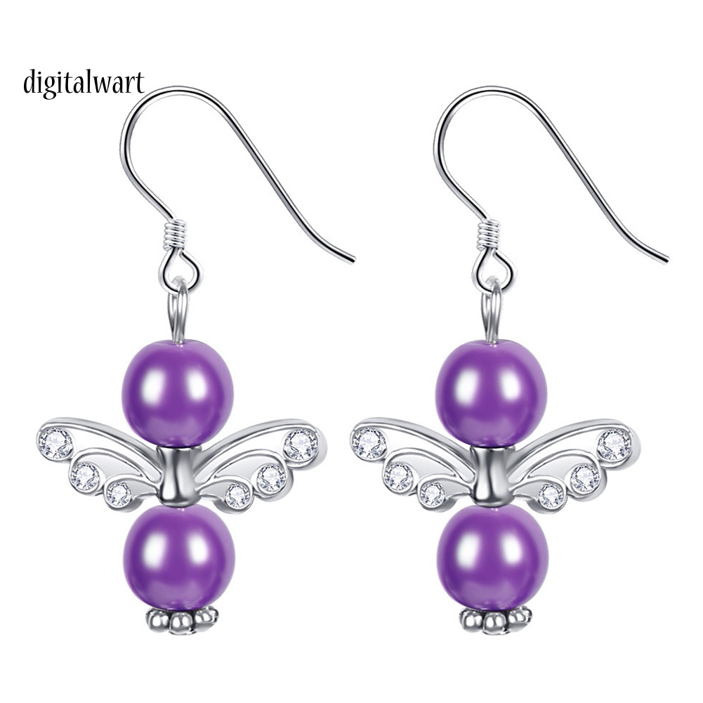 Kỹ Thuật Số| Bông Tai HợP Kim HìNh CáNh Thiên ThầN ĐíNh Đá Sang TrọNg