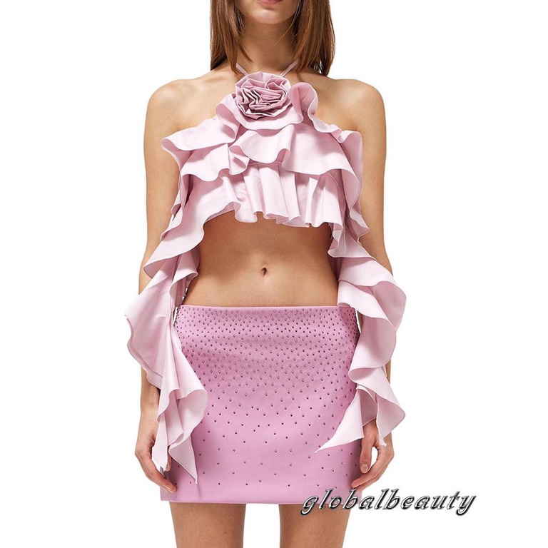 Áo Crop Top Hai Dây Hở Lưng 3D Gợi Cảm Cho Nữ