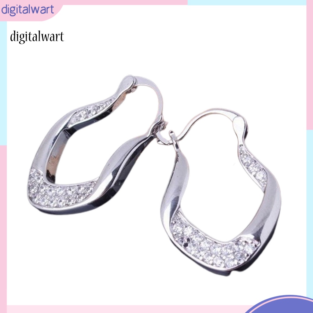 Kỹ Thuật Số| Bông Tai HợP Kim HìNh Chữ U ĐíNh Đá ThờI Trang