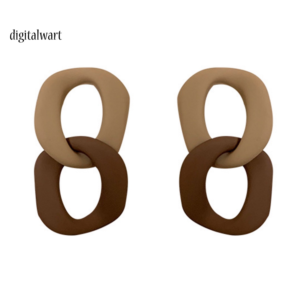 Kỹ Thuật Số| 1 Đôi Bông Tai Hình Thoi Rỗng Màu Sắc Tương Phản Phong Cách Retro Dành Cho Nữ