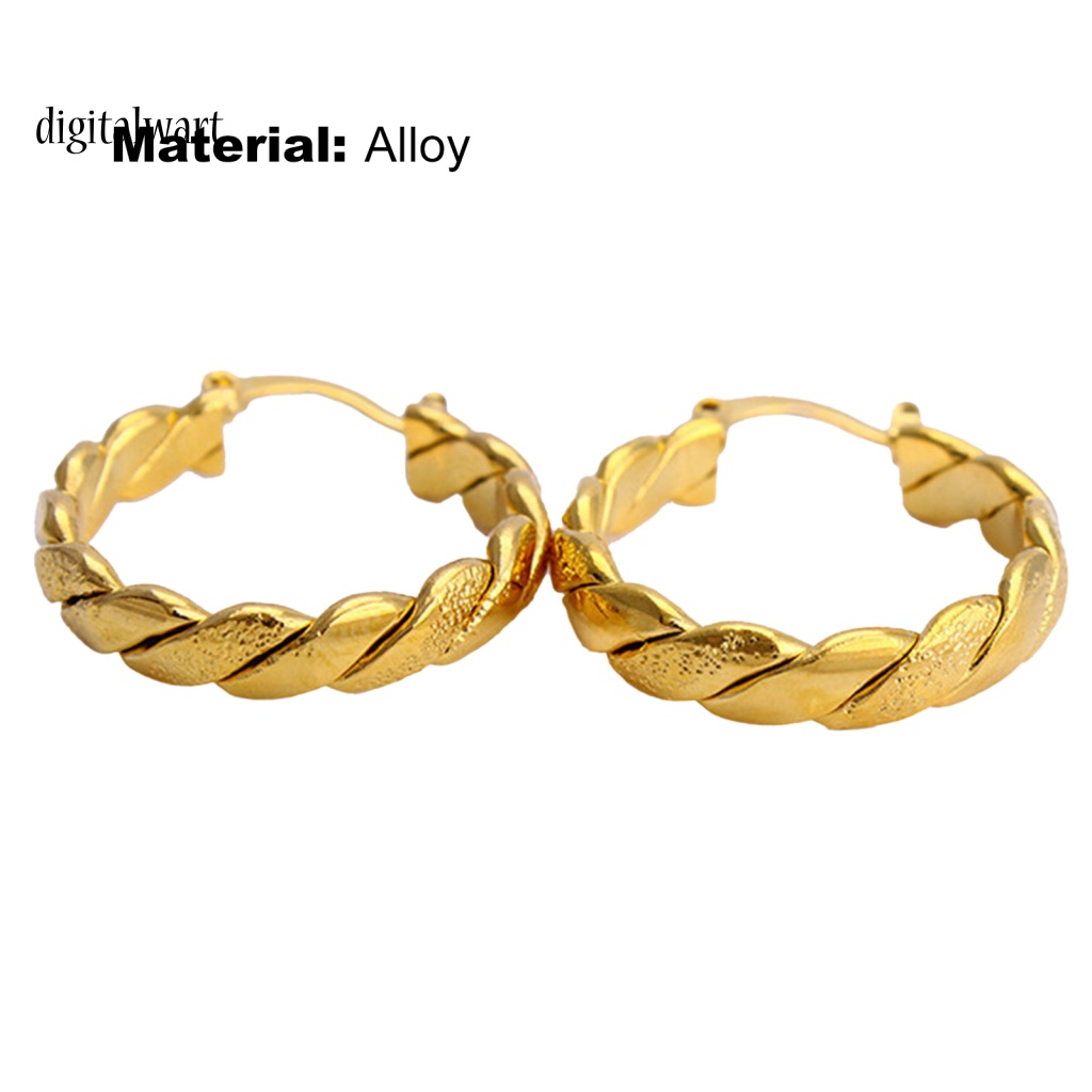 Kỹ Thuật Số| Khuyên Tai Tròn Bện Dây Màu Vàng Đồng Chắc Chắn