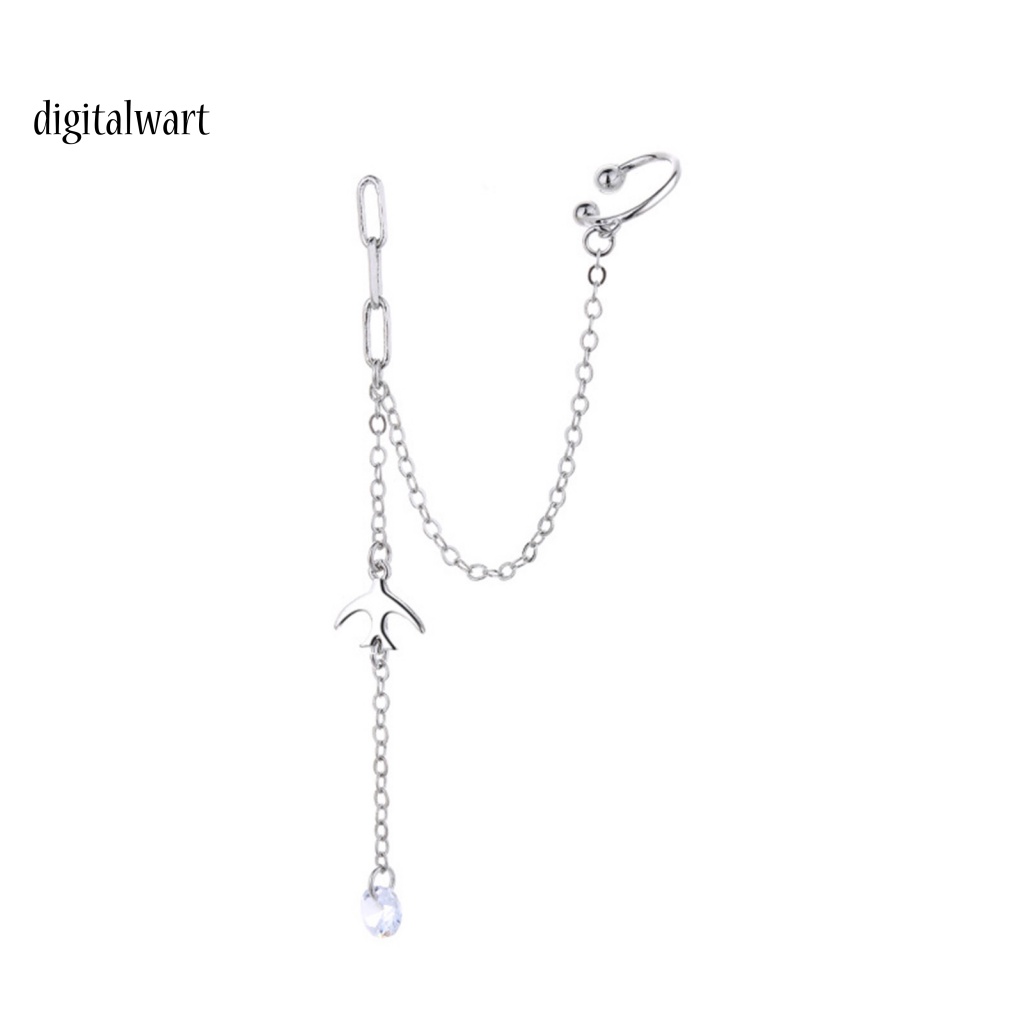 Digital| 1Pc Women Earring Small Bird Long Tassel Jewelry Rhinestone Shiny All Match Dangle Earring Ear Cuff for Dating