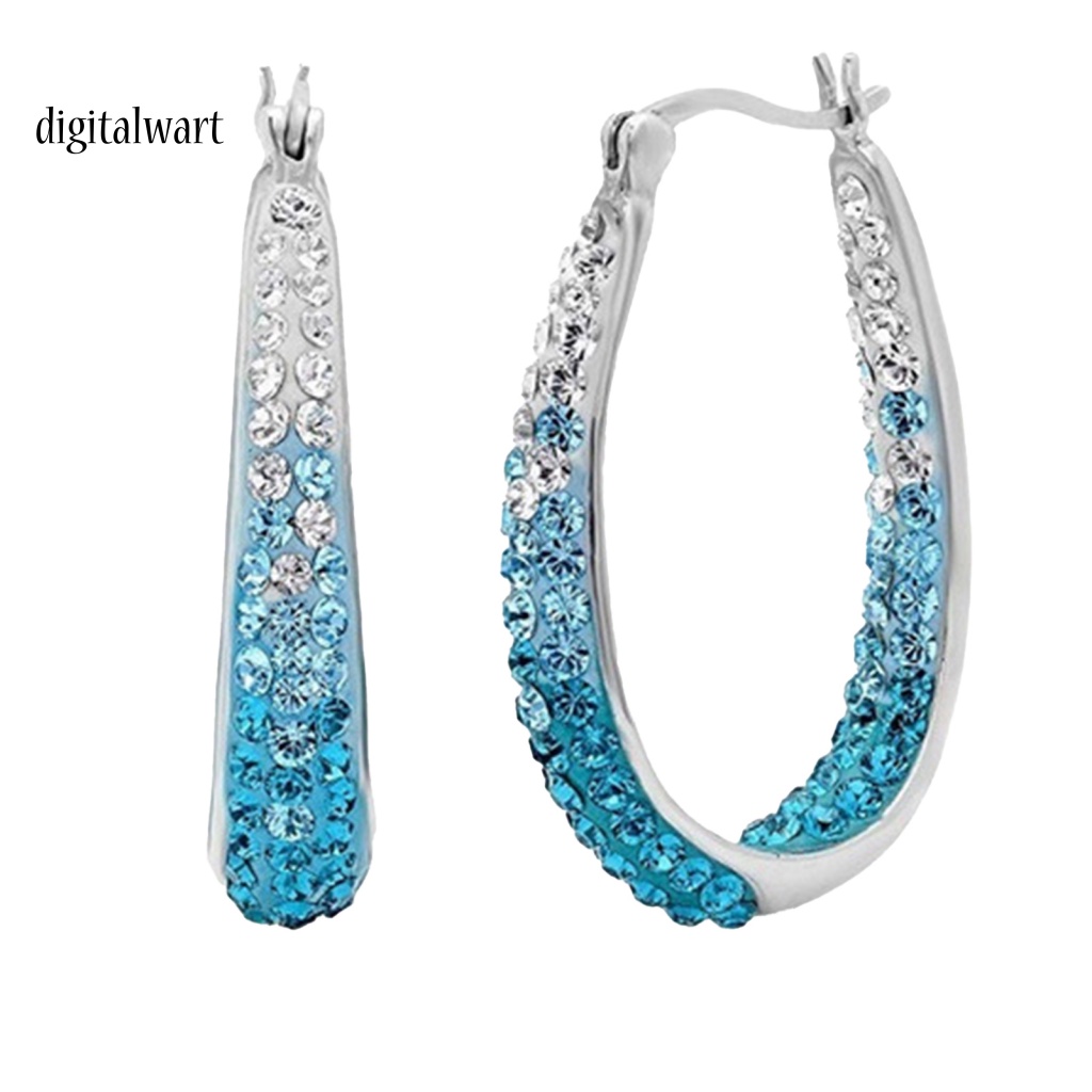 Kỹ Thuật Số| 1 Đôi Bông Tai Tròn Hợp Kim Đính Đá Thời Trang Dành Cho Nữ