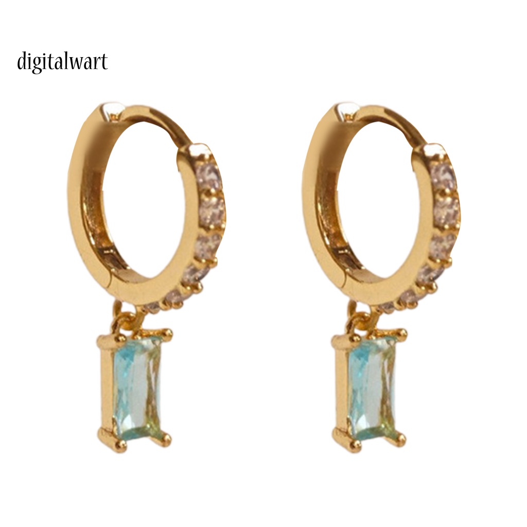 Kỹ Thuật Số| 1 Đôi Bông Tai Hình Chữ Nhật Đính Đá Zircon Thời Trang