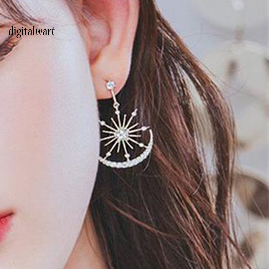 Kỹ Thuật Số| 1 Đôi Bông Tai Hình Mặt Trăng Ngôi Sao Bắt Mắt Dễ Phối Đồ Thời Trang Thường Ngày Cho Nữ