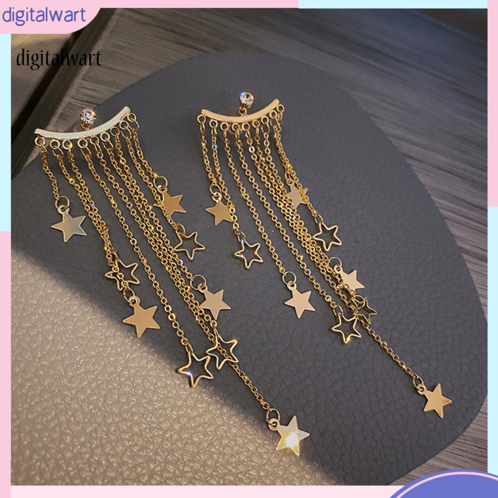 Kỹ Thuật Số| 1 Đôi Bông Tai Hình Ngôi Sao Năm Cánh Dát Đá Thời Trang Hàng Ngày