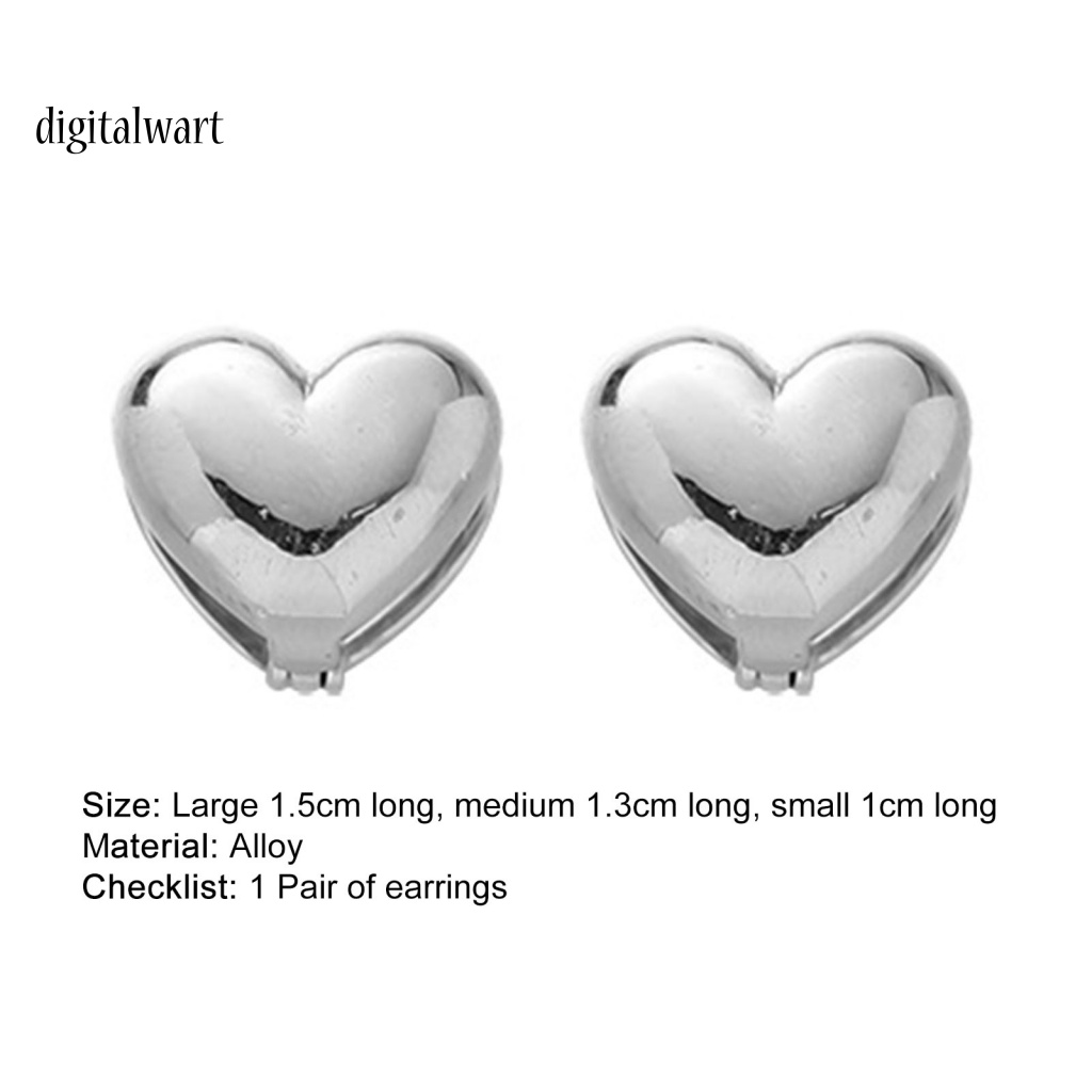 Kỹ Thuật Số| 1 Đôi Bông Tai Hình Trái Tim Màu Sắc Đơn Giản Dành Cho Nữ