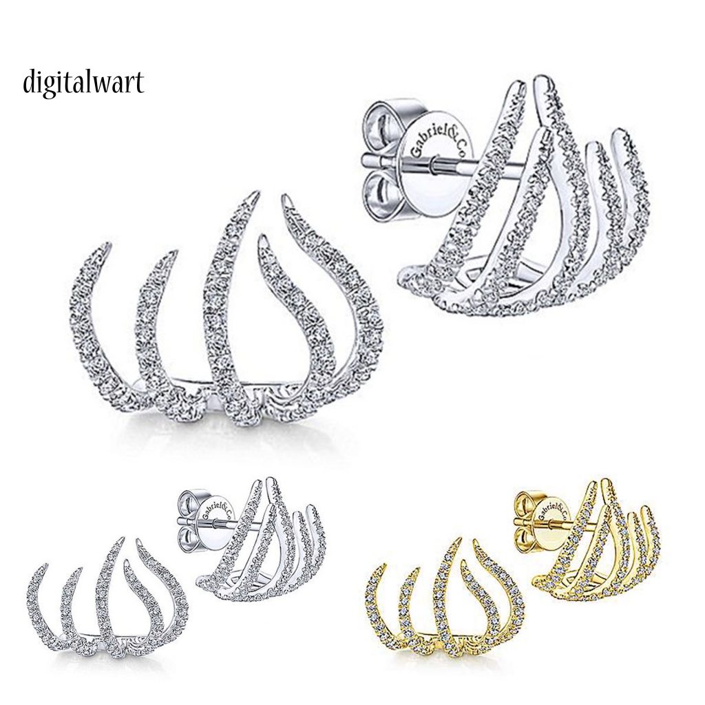 Kỹ Thuật Số| 1 Đôi Bông Tai Hình Móng Vuốt Mạ Điện Sáng Bóng Dành Cho Nữ