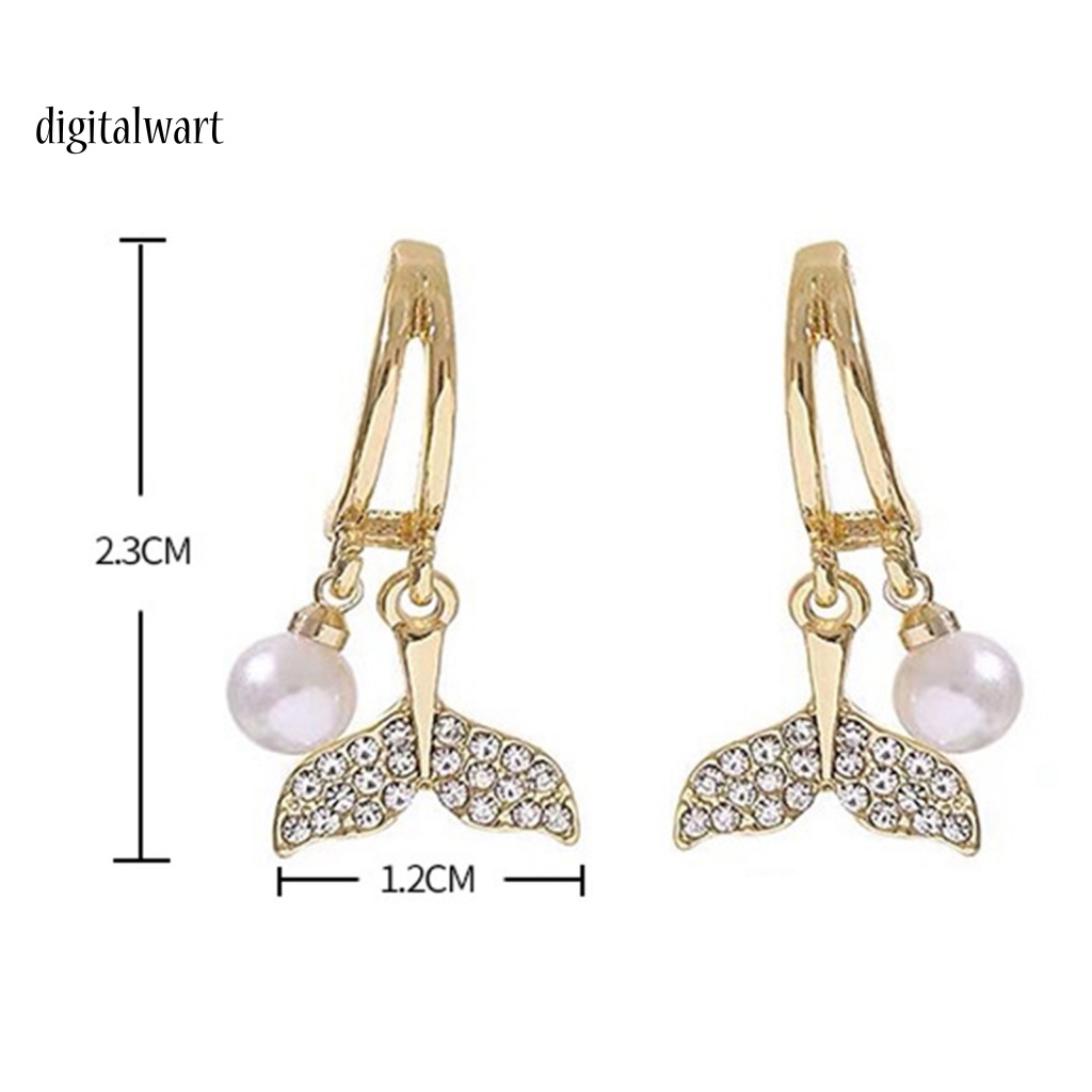 Kỹ Thuật Số| 1 Đôi Bông Tai Hình Đuôi Cá Đính Ngọc Trai Giả Bằng Hợp Kim Phong Cách Vintage Dành Cho Nữ