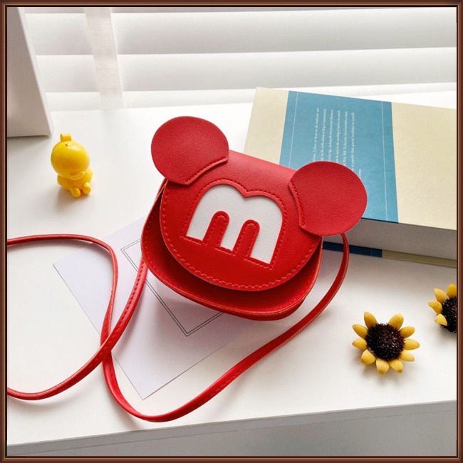 Túi Đeo Chéo Da Pu Hình Chuột Mickey Dễ Thương Cho Bé