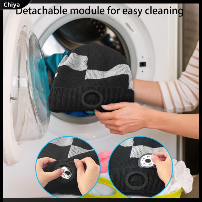 Mũ Beanie Dệt Kim Ấm Áp Có Đèn Led Màu Tương Phản Thời Trang Có Thể Sạc Lại Cho Hoạt Động Ngoài Trời