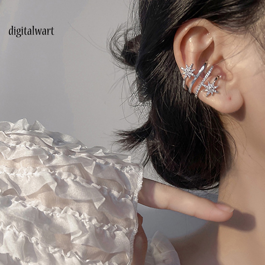 Kỹ Thuật Số| 1 Khuyên Kẹp Vành Tai Không Xỏ Lỗ Nhiều Lớp Đính Đá Lấp Lánh Dễ Phối Đồ