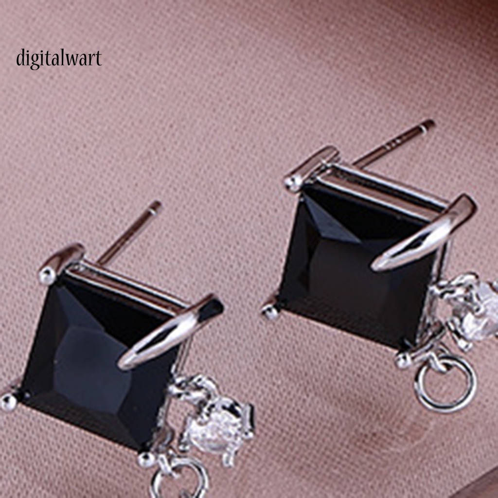 Kỹ Thuật Số| 1 Đôi Bông Tai Tua Rua Đính Đá Zircon Màu Đen Dễ Phối Đồ Phong Cách Hip Hop Thời Trang Cho Nữ