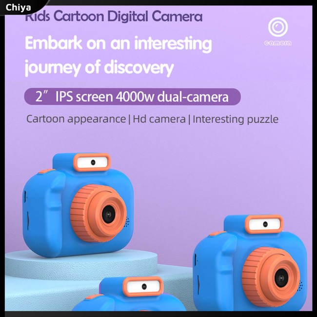Máy Ảnh Kỹ Thuật Số Mini 4000w Hai Thấu Kính Trước Và Sau Họa Tiết Hoạt Hình Dùng Làm Quà Tặng Sinh Nhật Cho Bé