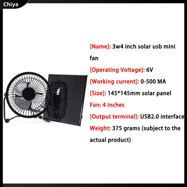 Quạt Làm Mát Năng Lượng Mặt Trời 3w 6v 4-inch Sạc Cổng Usb Sử Dụng Năng Lượng Mặt Trời