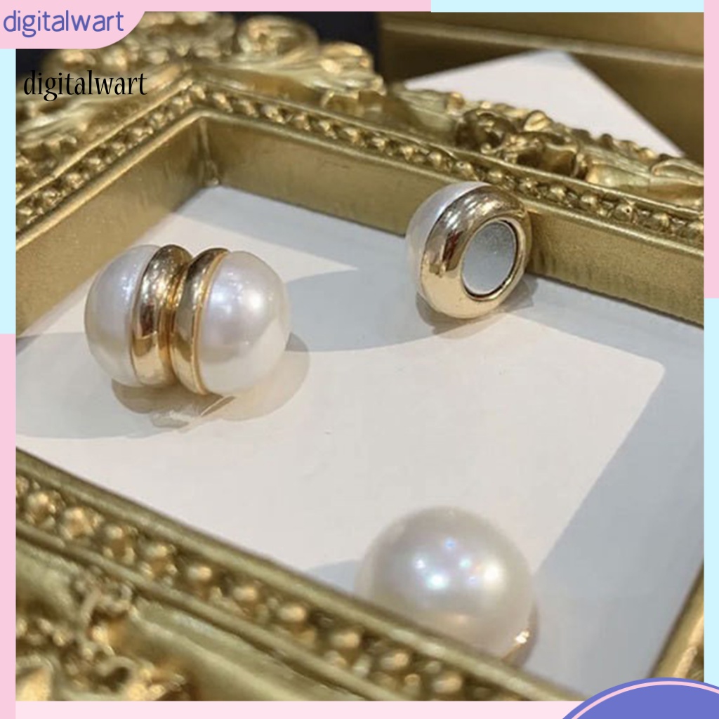 Kỹ Thuật Số| 1 Cặp Bông Tai Dạng Kẹp Nam Châm Mạ Điện Không Đau Đính Ngọc Trai Giả