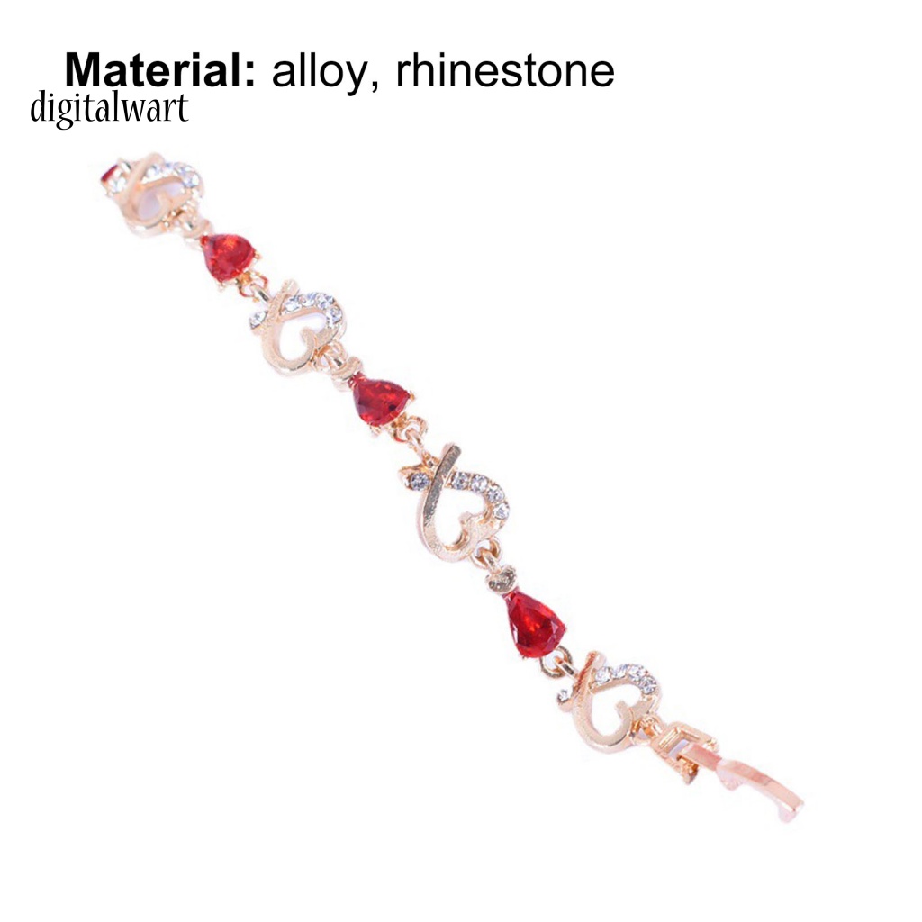 Kỹ Thuật Số| Vòng Tay Hợp Kim Mặt Hình Trái Tim Đính Đá Lấp Lánh Cho Nữ