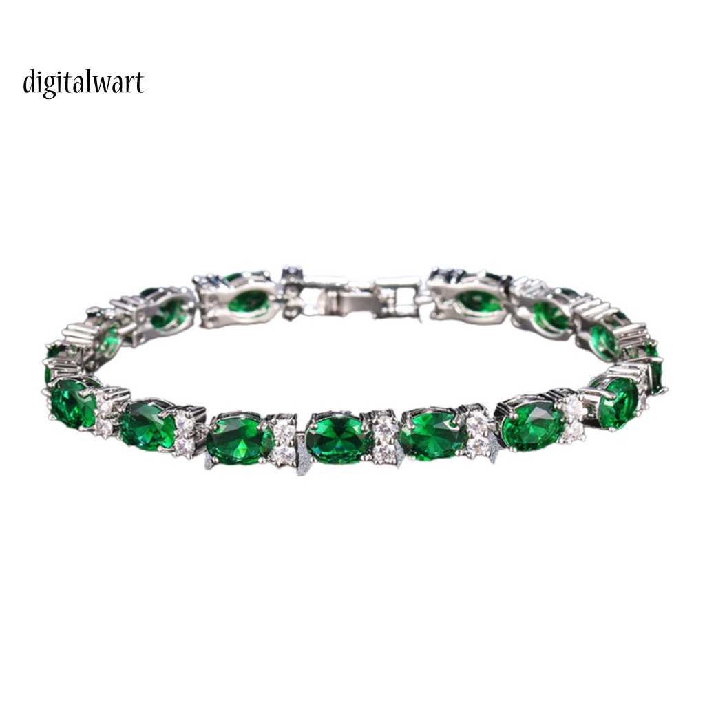 Kỹ Thuật Số| Vòng Tay Đính Đá Zircon Hình Oval Không Dễ Vỡ Thời Trang Cho Nữ