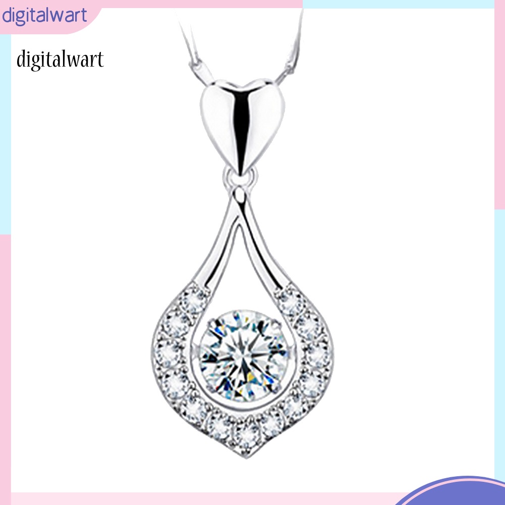 Kỹ Thuật Số| Vòng cổ Mặt Hình Giọt Nước Đính Đá Zircon Hình Trái Tim Lãng Mạn Cho Nữ