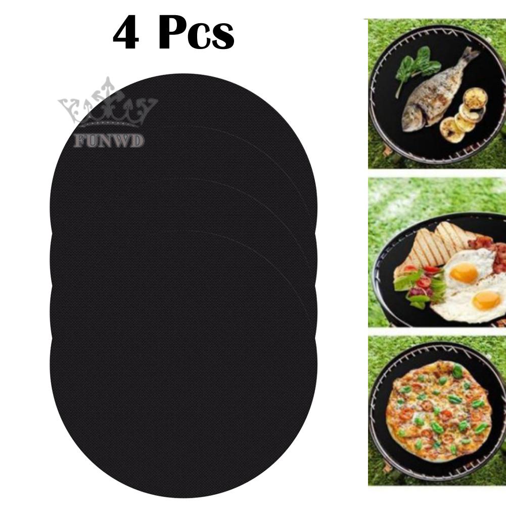 Set 4 Thảm Nướng Chống Dính Hình Tròn Và Vuông 40cm Cho Vỉ Nướng gas