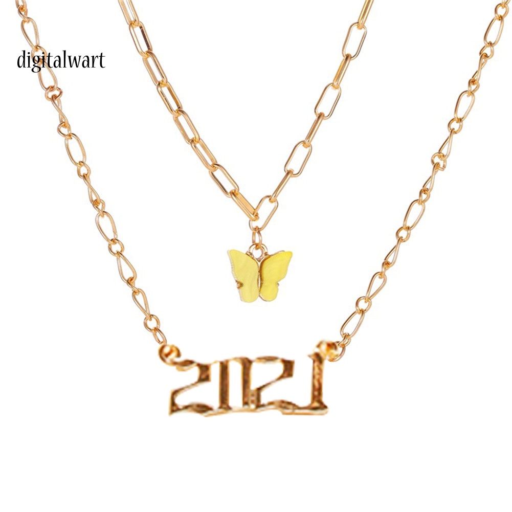 Kỹ Thuật Số| Vòng cổ Dài Hai Lớp Mặt Bướm Acrylic