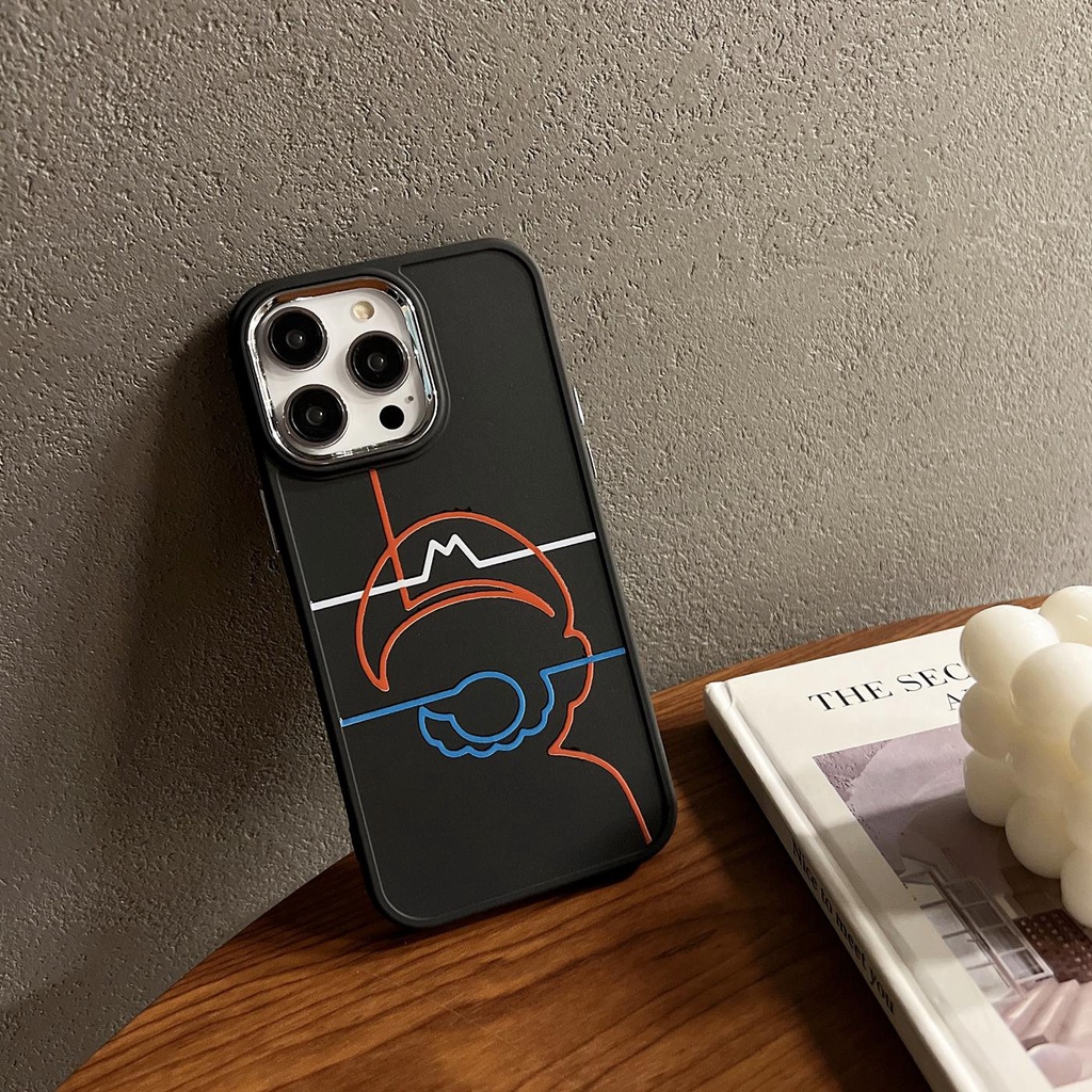 Ốp Điện Thoại TPU Dẻo Viền Đen Họa Tiết Hoạt Hình Đơn Giản Cho iphone 14 12 13 11 PRO MAX