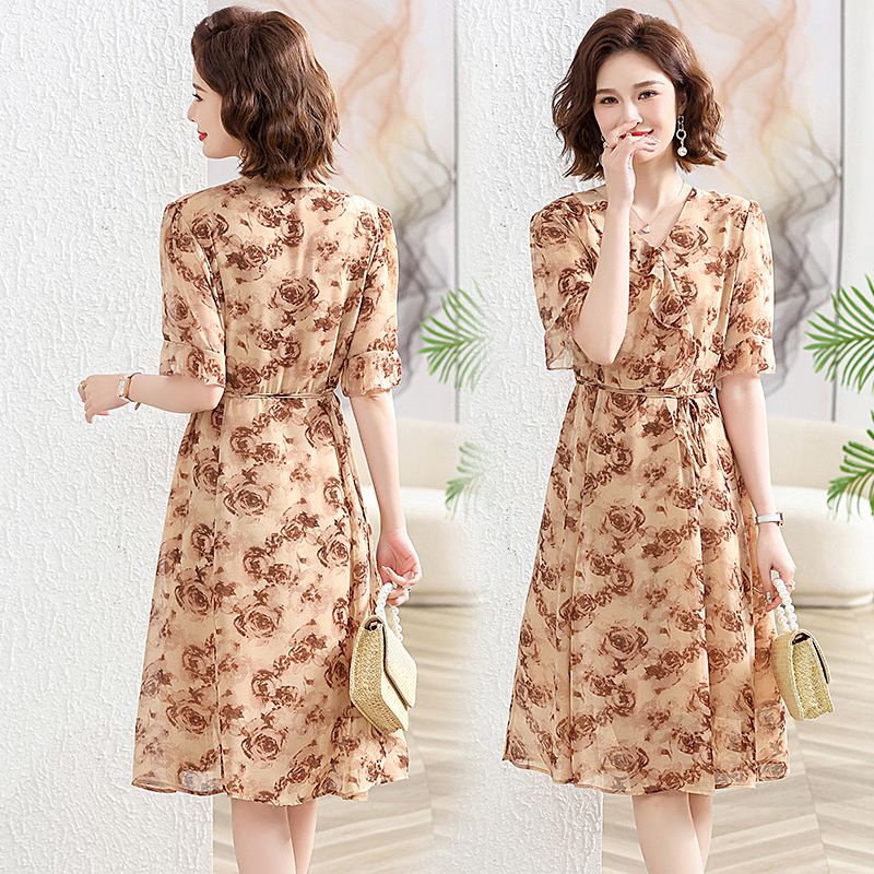 Đầm Thiết Kế Phong Cách Phương Tây Thời Trang Mùa Hè Mới Cho Phụ Nữ Trung Niên