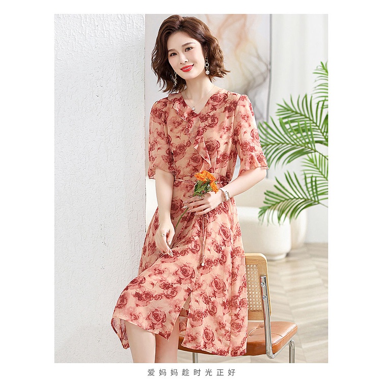 Đầm Thiết Kế Phong Cách Phương Tây Thời Trang Mùa Hè Mới Cho Phụ Nữ Trung Niên