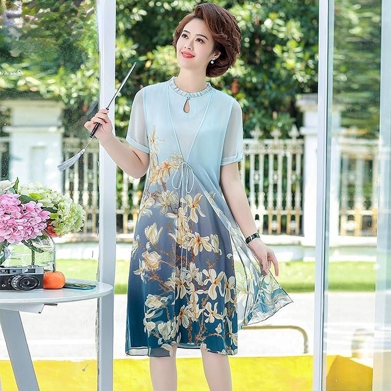 Đầm Giả Hai Mảnh Thời Trang Xuân Hè 2023 Dành Cho Phụ Nữ Trung Niên