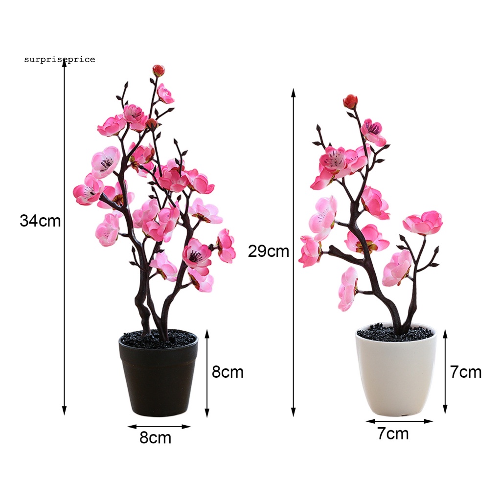 Chậu Cây Cảnh Giả Hai Nhánh Không Phai Màu Lâu Trôi Trang Trí Nhà Cửa DIY