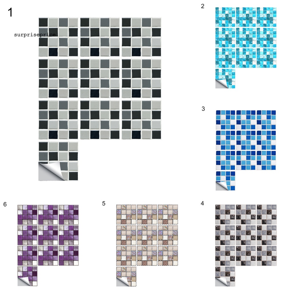 Set 10 Sticker Dán Tường Giả Gạch 3D Bằng PVC Trang Trí Nhà Bếp