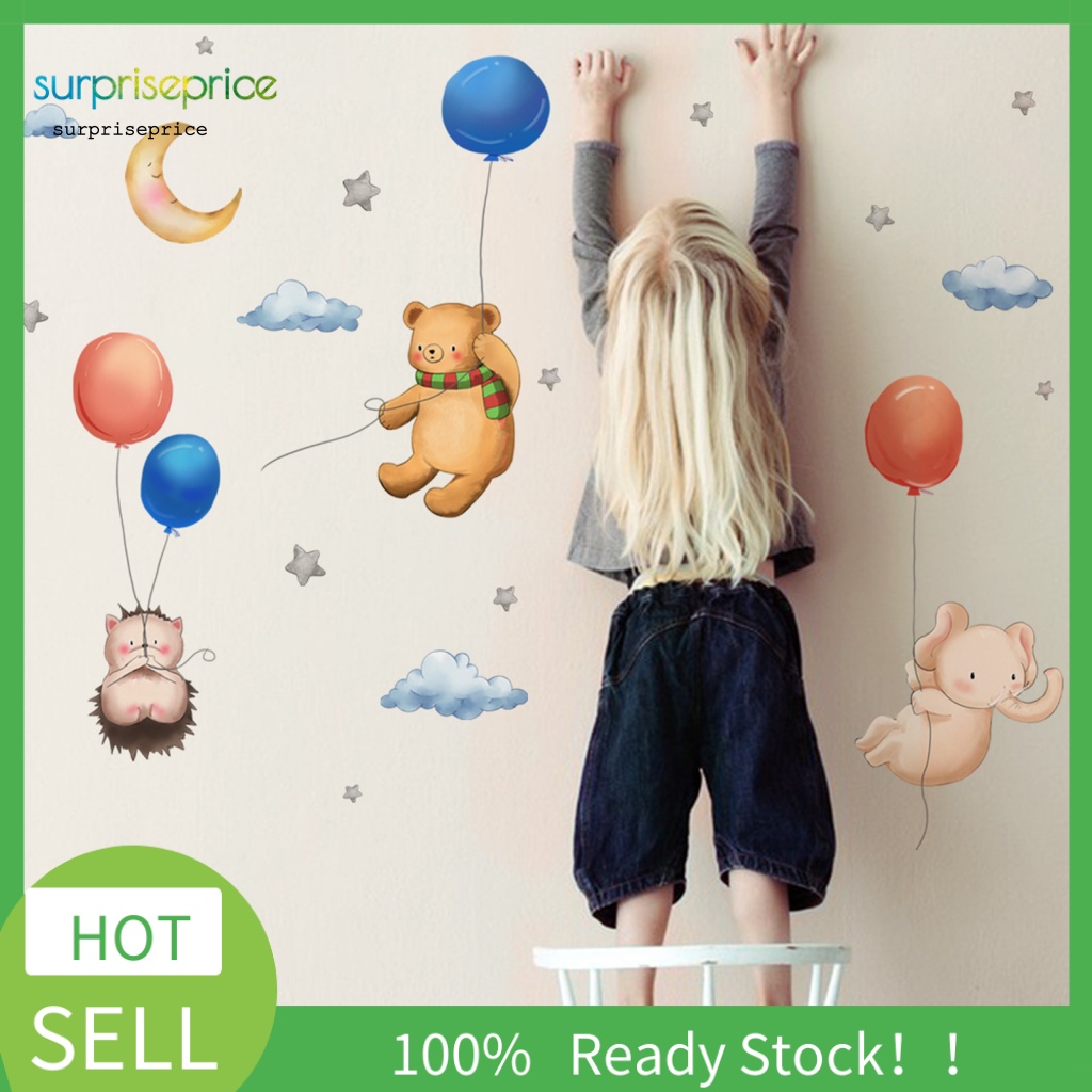 1 Bộ Decal dán tường Tự Dính Họa Tiết Gấu Dễ Thương Bắt Mắt