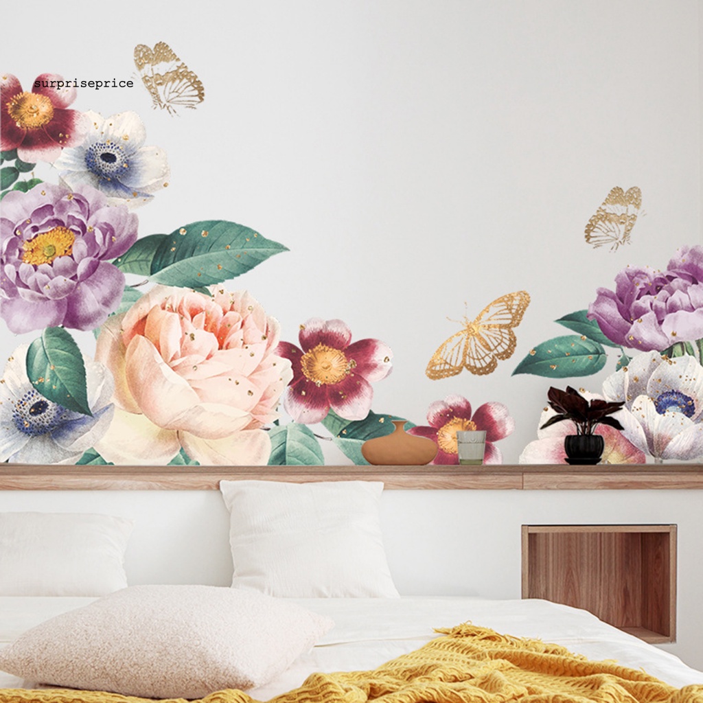 Sticker PVC Dán Tường Họa Tiết Hoa Dễ Thương Bắt Mắt