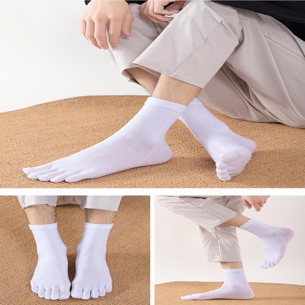 Mocho1 vớ ngón chân đen trắng xám chất lượng tốt thể thao màu rắn nam doanh nhân vớ ngắn thấm hút mồ hôi bảo vệ mắt cá chân vớ phi hành đoàn thoáng khí năm ngón