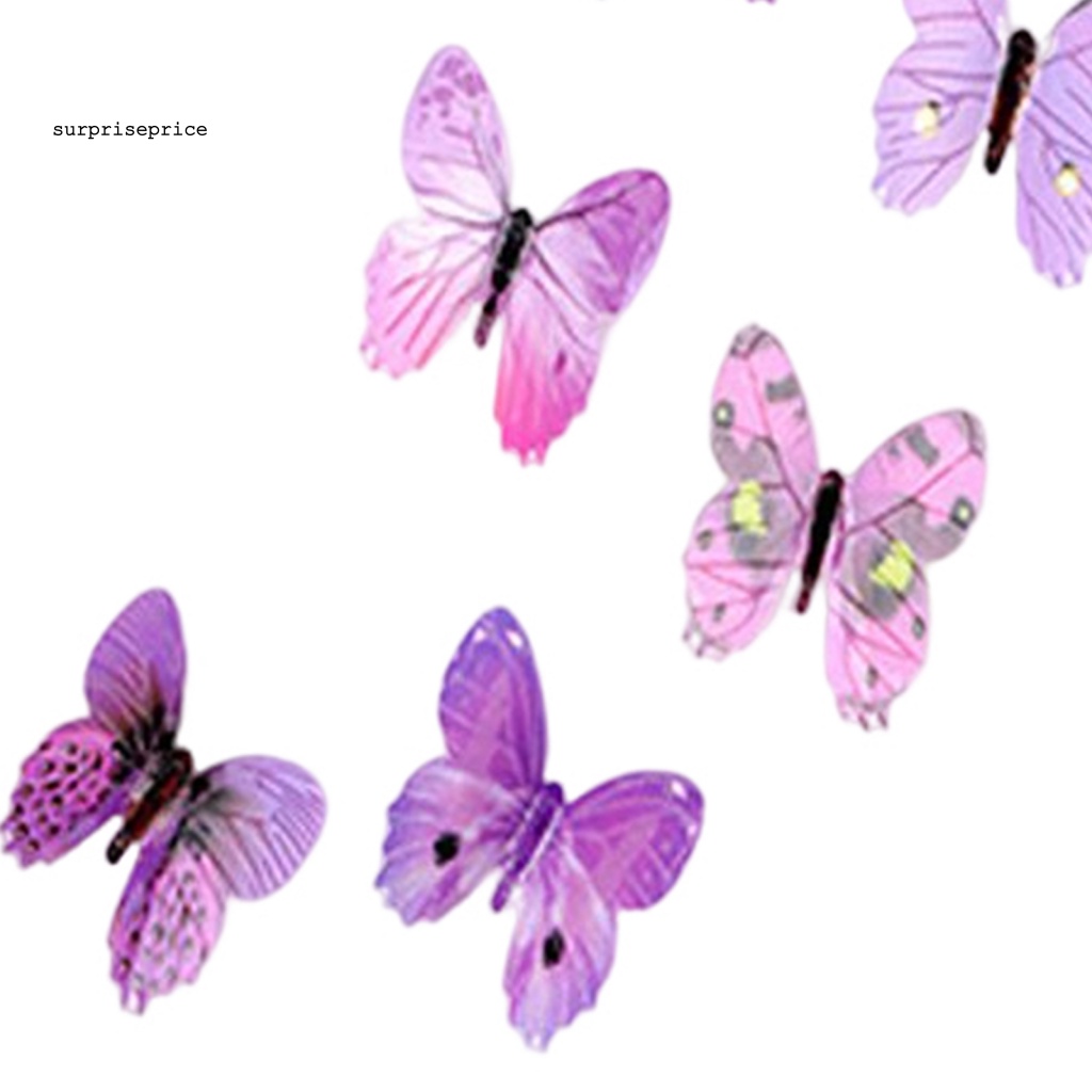 Bộ 12 Miếng Dán Tường Trang Trí Hình Bướm 3D Màu Dạ Quang Tháo Được