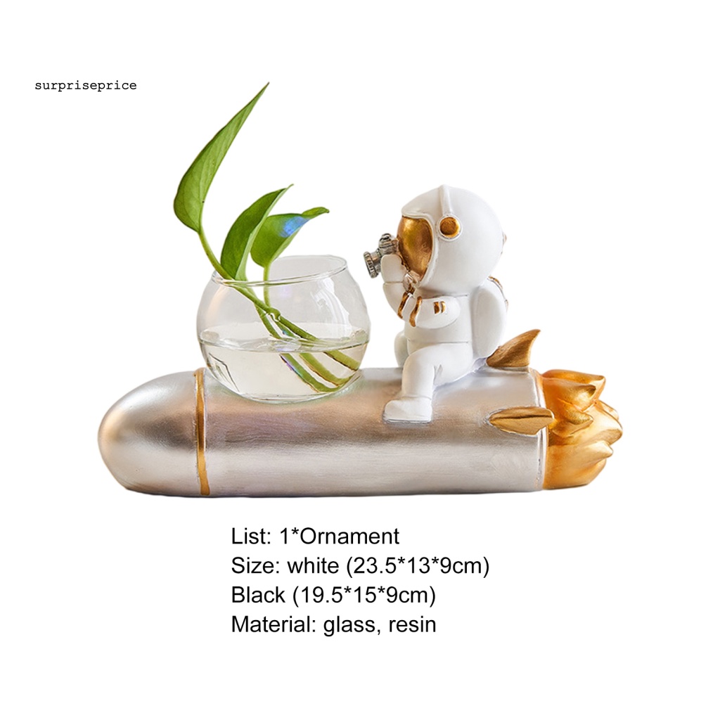 Bình Hoa Thủy Tinh Hình Phi Hành Gia Có Đèn LED Để Bàn Trang Trí SPA