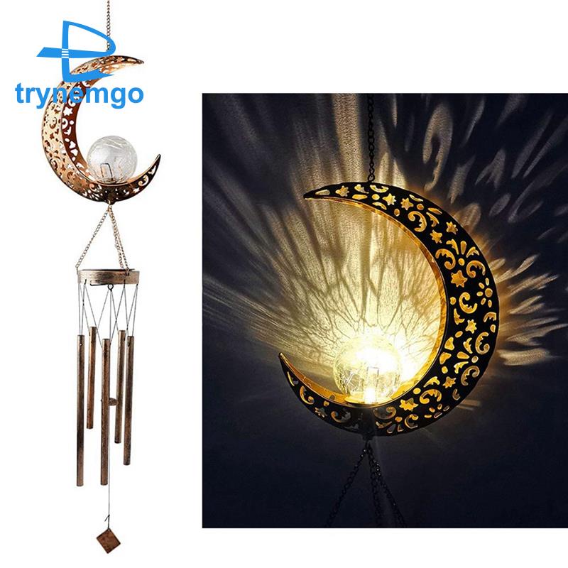 Chuông Gió Mặt Trăng Có Đèn LED Sử Dụng Năng Lượng Mặt Trời Trang Trí Sân Vườn