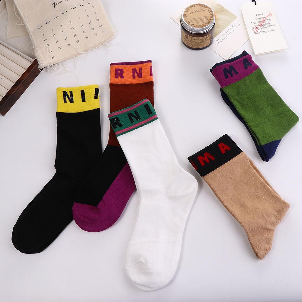FALLFORBEAUTY Đôi Vớ Len Dày Thoải Mái Màu Sắc Tương Phản Thời Trang Cho Nữ
