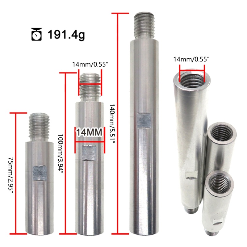 Set 3 Thanh Nối Dài Máy Mài Góc 75 100 140mm M14 Tiện Dụng