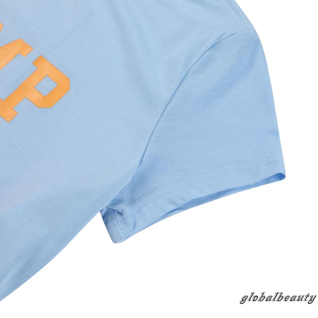 Áo Thun Crop Top Tay Ngắn Cổ Tròn In Chữ Thời Trang Mùa Hè Cho Nữ