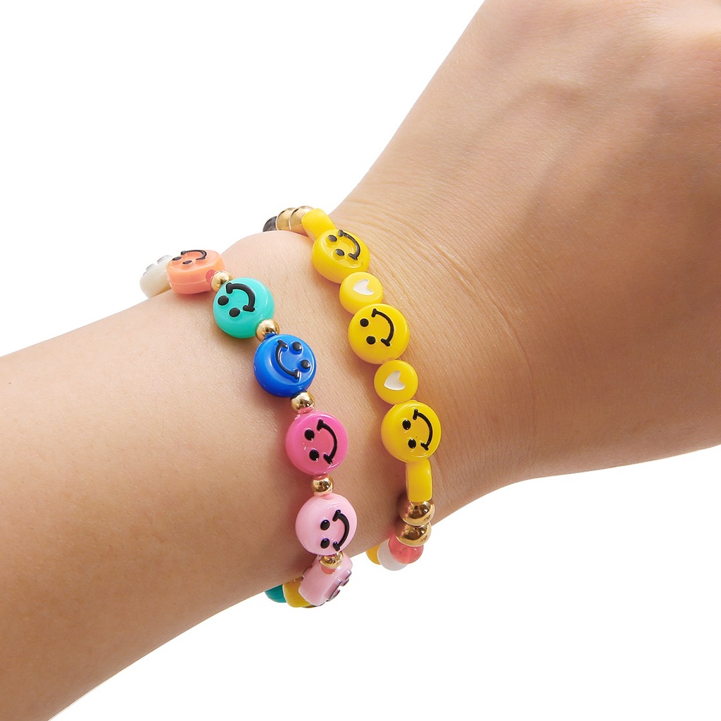 Túi 100 Hạt Cườm Acrylic Hình Mặt Cười Dùng Làm Trang Sức Thủ Công