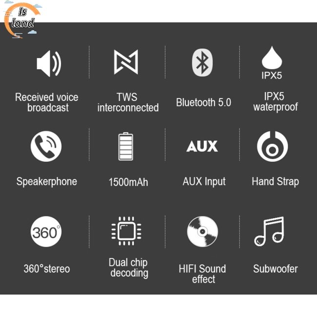 [IS] Loa Bluetooth Không Dây Siêu Trầm Chống Thấm Nước Nhỏ Gọn Nhiều Chế Độ Cho Máy Tính Xe Hơi Ngoài Trời