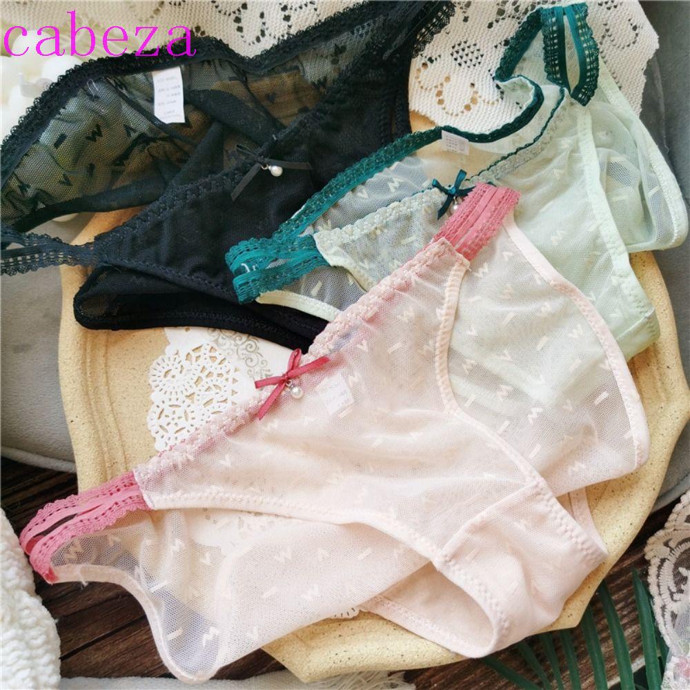 Quần Lót Cotton Nylon Co Giãn Phối Ren Lưới Màu Hồng Trong Suốt Phong Cách Hàn Quốc