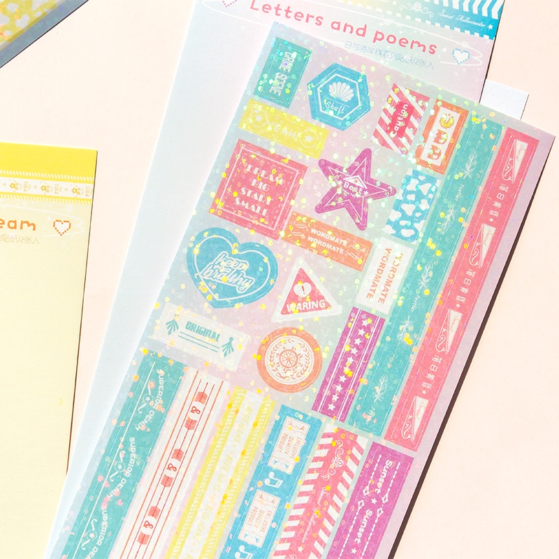 Set 2 Sticker Màu Sắc Xinh Xắn Dùng Để Trang Trí Sổ Tay