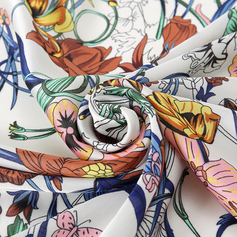 Khăn Choàng Satin Dài 180 * 90CM In Họa Tiết Cây Cối Thanh Lịch Đa Năng Cho Nữ