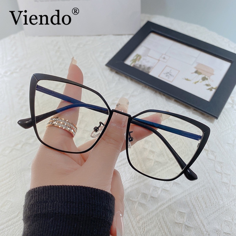 Kính Mắt Mèo VIENDO gọng kính Kim loại Chống Tia uv Chống Ánh Sáng Xanh Cho Nam Nữ(có thể cắt cận thị ống kính)