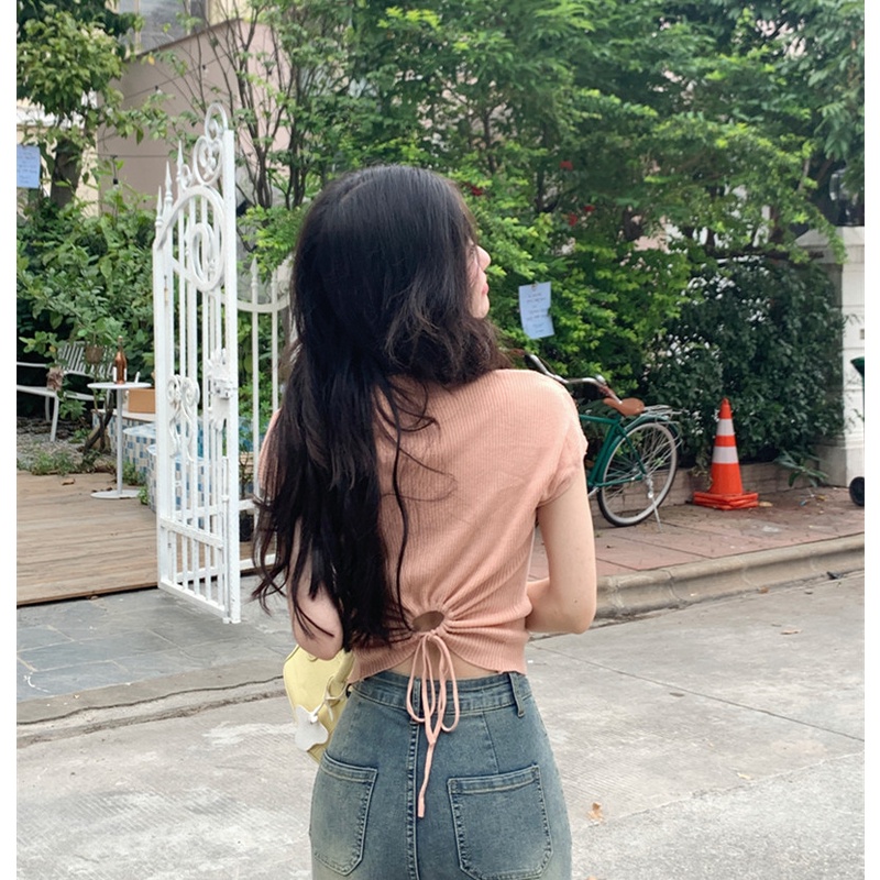 Áo thun NZN tay ngắn phối dây thời trang dành cho nữ